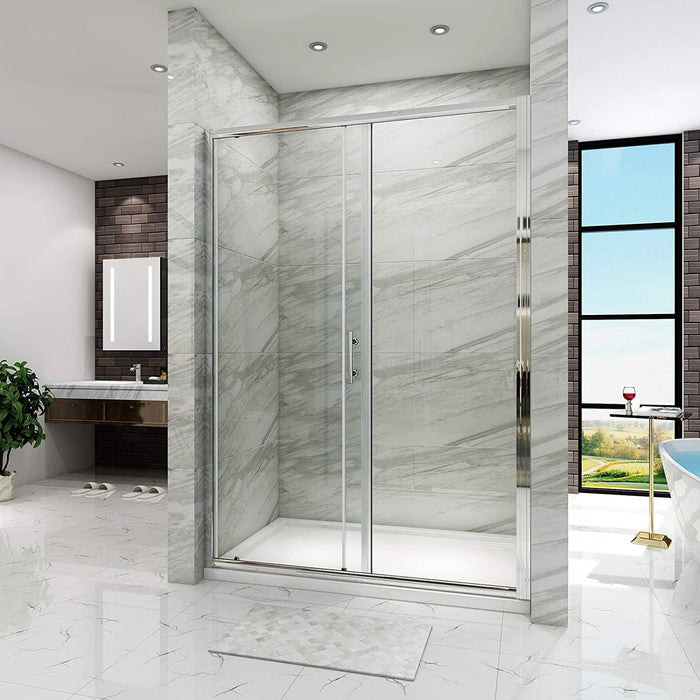 ELEGANT 1100mm Sliding Shower Enclosure for Wetroom Cubicle in 6mm Safety Glass Screen Shower Door