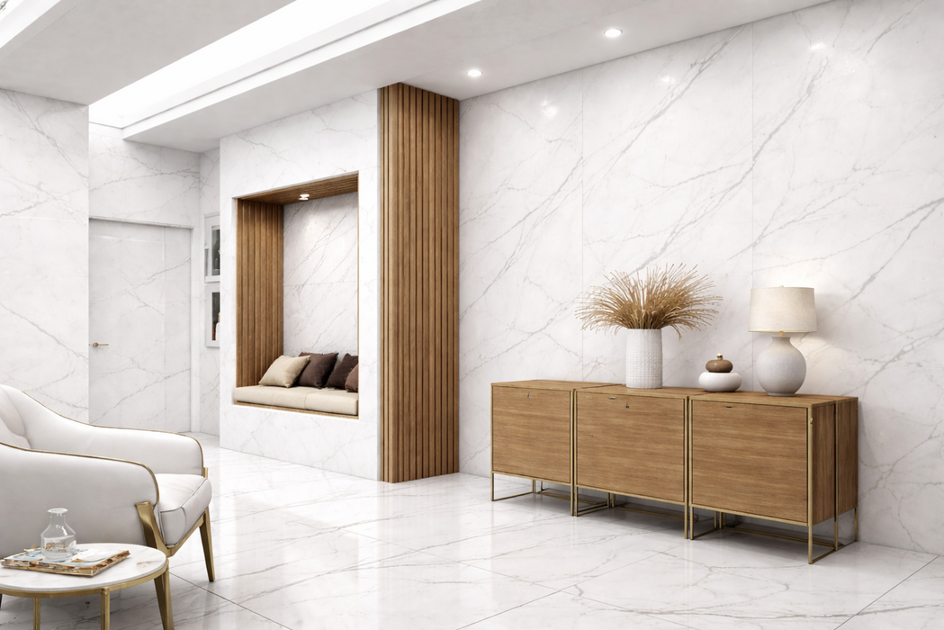 EXCELSIOR WHITE POLISHED 60X120 SPANISH PORCELAIN FLOOR&WALL TILES