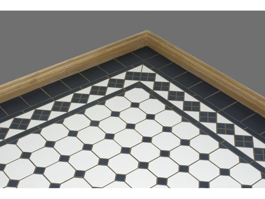 WHITE OCTAGON WITH BLACK DOT