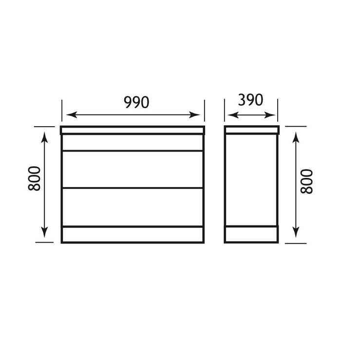 Oslo 1000mm drawer base unit for single bowl