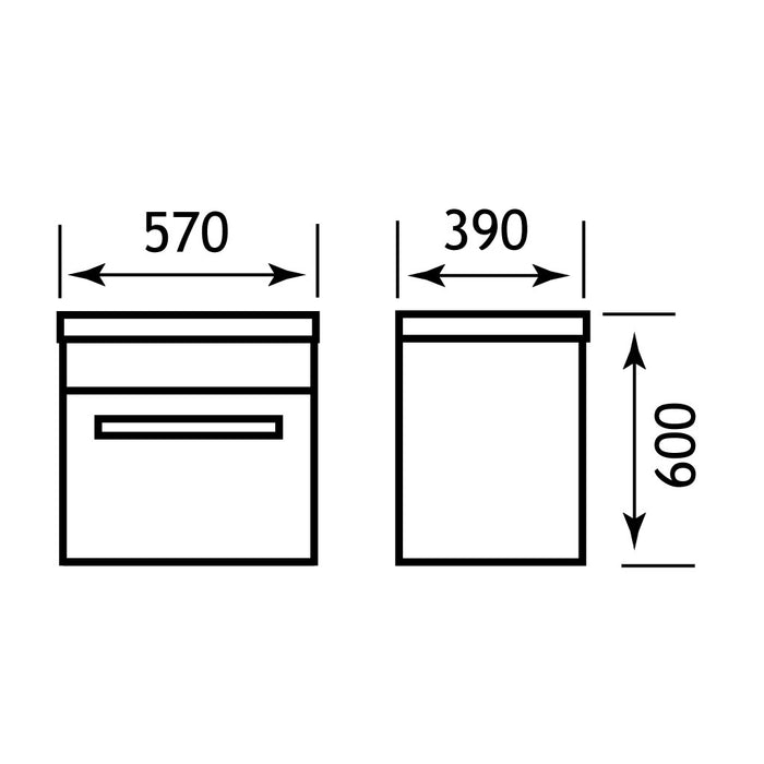 Oslo 58 wall hung unit with internal drawer