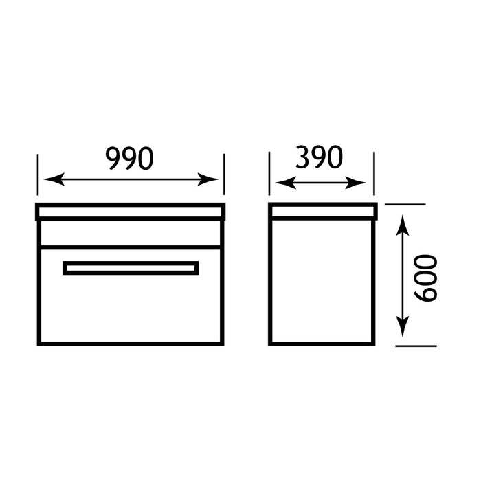 Oslo 100 wall hung unit with internal drawer