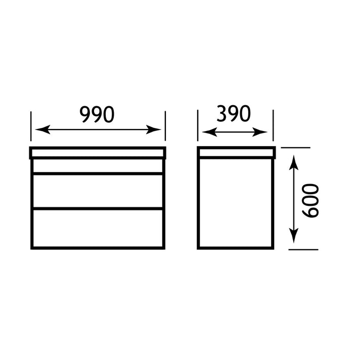 Oslo 100 wall hung push drawer unit