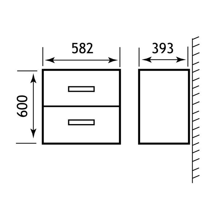 Oslo 580 Two Drawer Wall Hung Unit