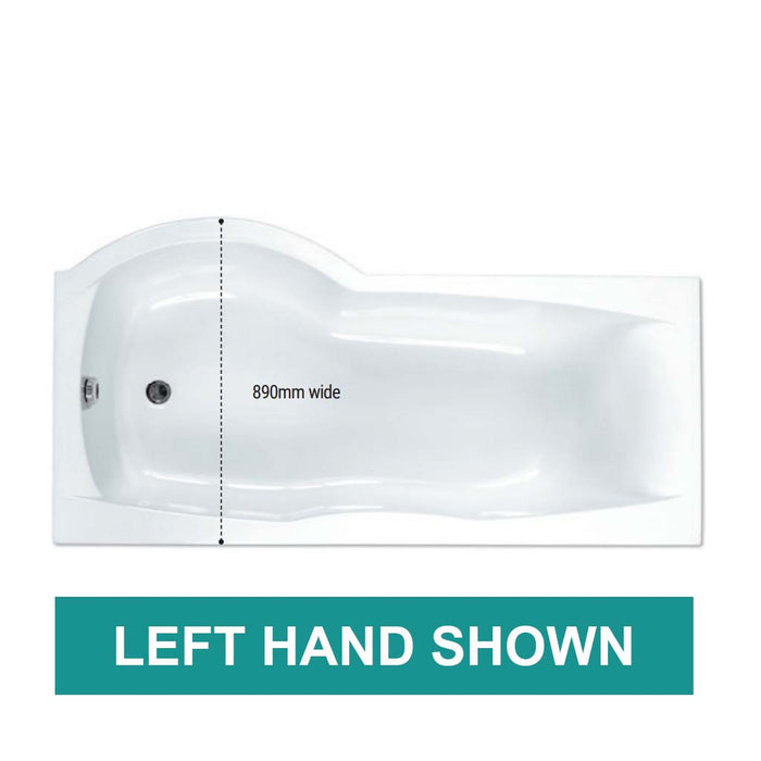 Sigma offset Showerbath 1800 LH Carronite White