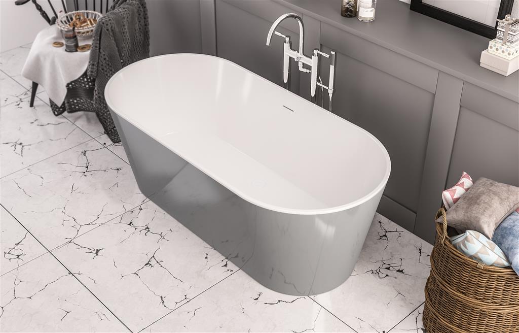 Lambeth Freestanding bath 1590x740x560mm inc waste Grey