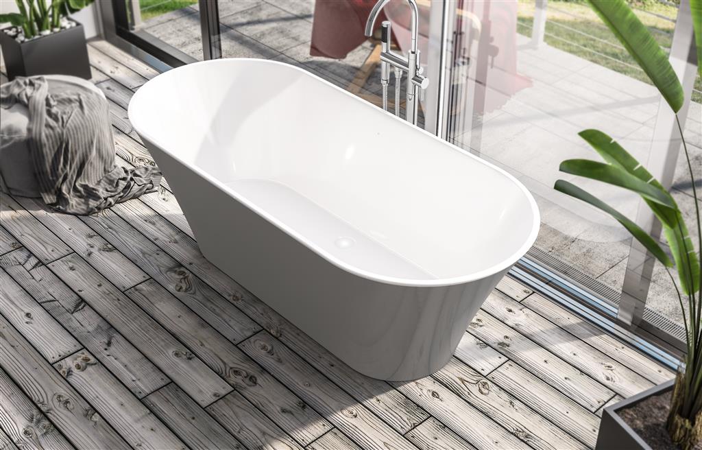 Charlton Freestanding bath 1650x740x565mm inc waste Grey