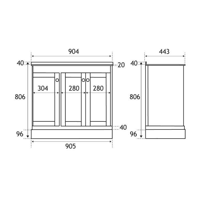 Hardwick 90cm Corner Cabinet RH