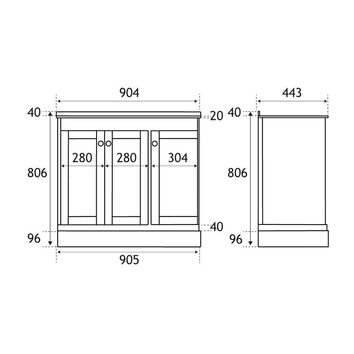 Hardwick 90cm Corner Cabinet LH