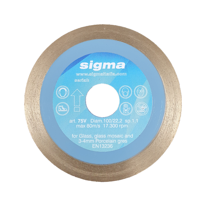 Sigma 100mm Continuous Rim Diamond Blade For Glass & Glass Mosaic 75V