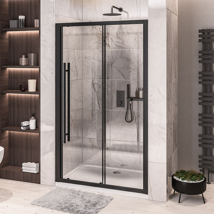 Vantage 2000 easy clean sliding door 1650mm Matt Black