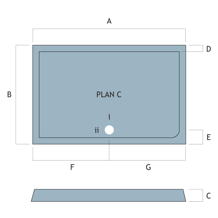 Vantage 40mm Rectangular Tray 1700x800 White