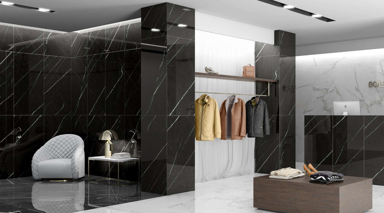 EXCELSIOR BLACK POLISHED 60X120 SPANISH PORCELAIN FLOOR&WALL TILES