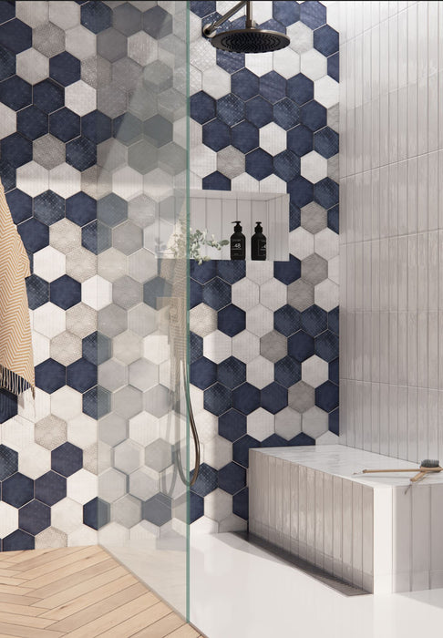 HEXAGON WHITE PRIS.RAIN 19.8X22.8 FLOOR&WALL BATHROOM KITCHEN TILES