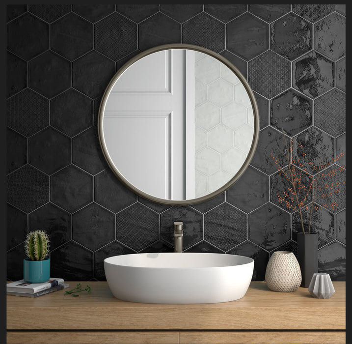 HEXAGON BLACK PRIS.RAIN 19.8X22.8 FLOOR&WALL BATHROOM KITCHEN TILES