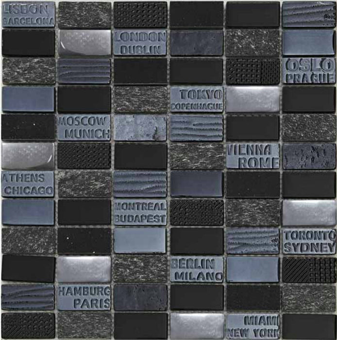 City Negro 30x30 Decorative Wall Mosaic Tiles