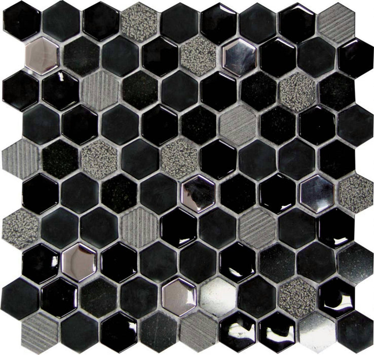 Hexágono Negro 30x30 Decorative Floor&Wall Mosaic Tiles