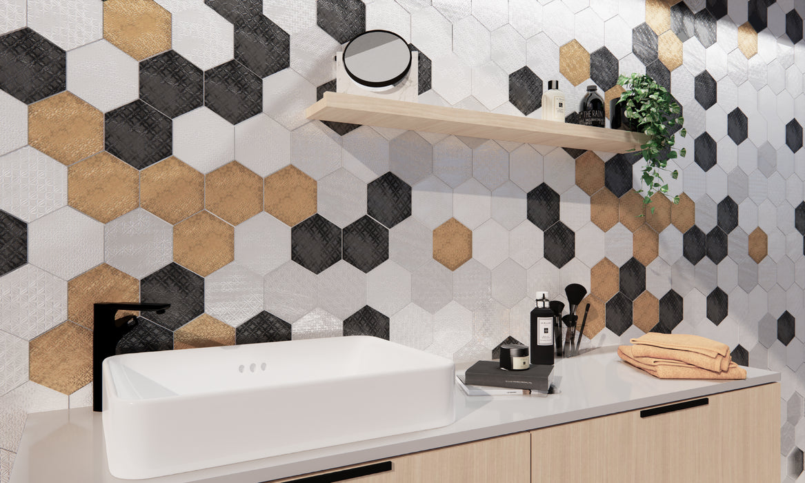 HEXAGON KAKI PRIS.RAIN 19.8X22.8 FLOOR&WALL BATHROOM KITCHEN TILES