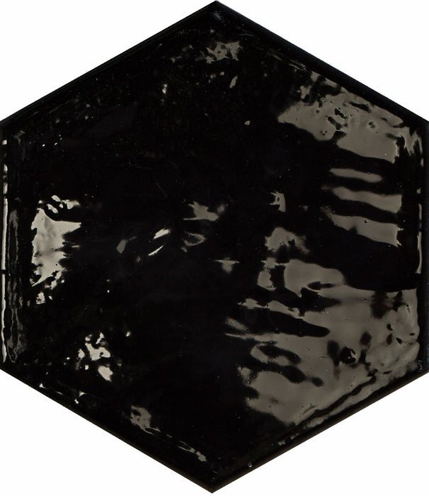 HEXAGON BLACK PRIS.RAIN 19.8X22.8 FLOOR&WALL BATHROOM KITCHEN TILES