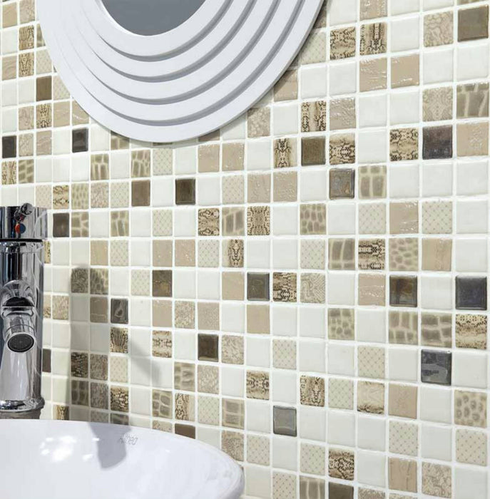 MOSAIC Safari Beige - Size 31.6x31.6 Swimming Pool Bathroom Kitchen Wall Floor Tiles