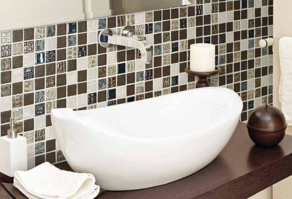 MOSAIC Safari Marron - Size 31.6x31.6 Swimming Pool Bathroom Kitchen Wall Floor Tiles