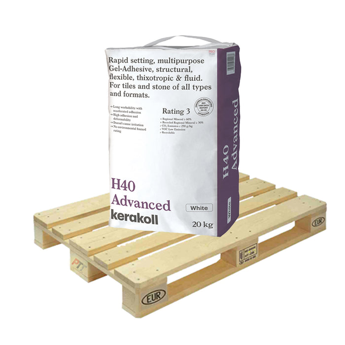 Kerakoll H40 Advanced Adhesive Rapid Set S1 20kg White Full Pallet (48 Bags Tail Lift)