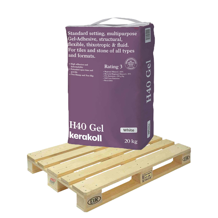 Kerakoll H40 Gel Adhesive Standard Set S1 20kg White Full Pallet (48 Bags Tail Lift)