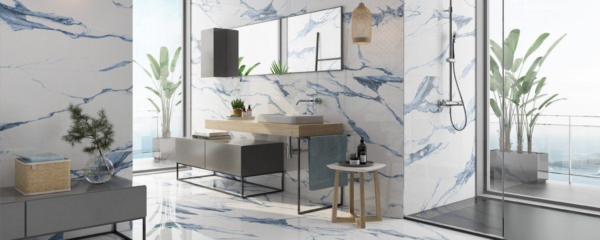 CALACATTA BLUE 90X180 SPANISH PORCELAIN BATHROOM & KITCHEN FLOOR AND WALL TILES